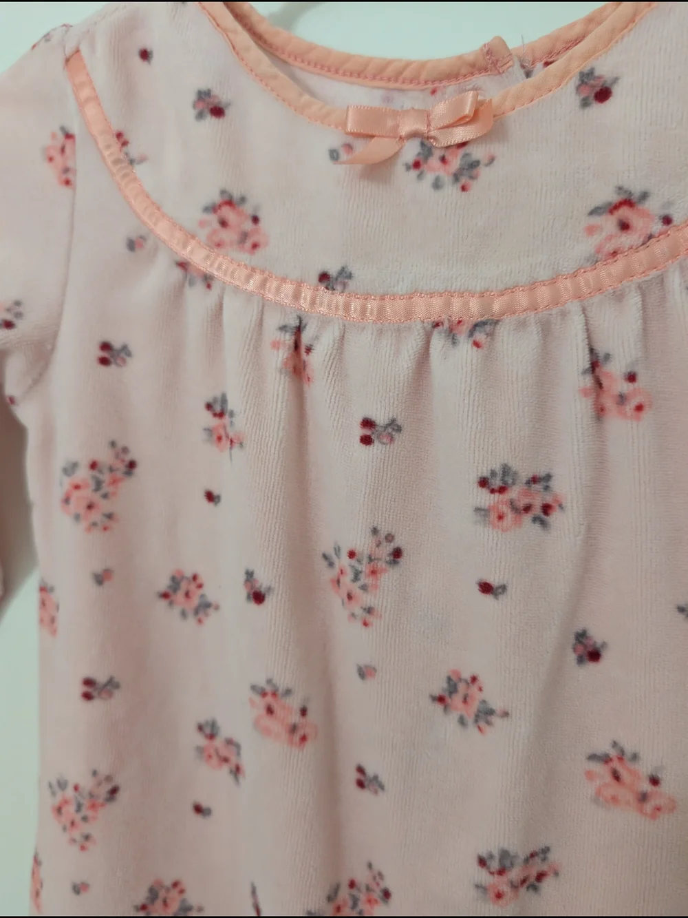 Gymboree Holiday Friends Pink Floral Velour Romper 6-12 Months